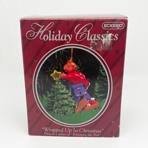 Vintage Holiday Classics Wrapped Up in Christmas Bear Christmas Tree Ornament